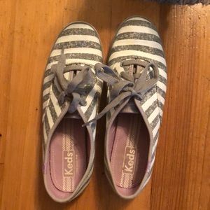 Gray striped keds